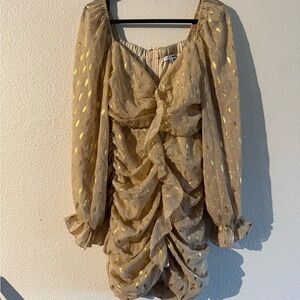 Fashion Nova Beige and Gold Dress